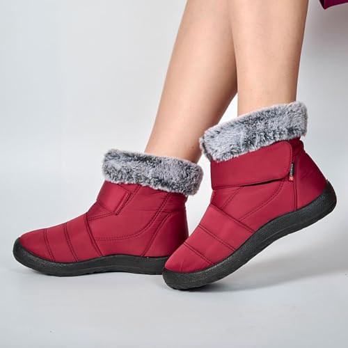 Snow Boots for Women Ankle Boots with Warm Fur Lined Anti Slip Comfortable Winter Shoes Outdoor Traveling Camping Shoes Casual Lightweight Waterproof Booties Walking Sneakers for Cold Weather 20252