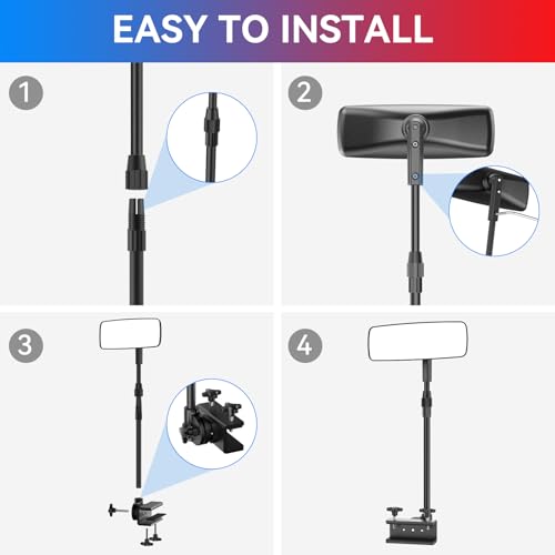Image of Boat Mirror, Upgrade Pontoon Boat Rear View Mirror for Pontoon Boat