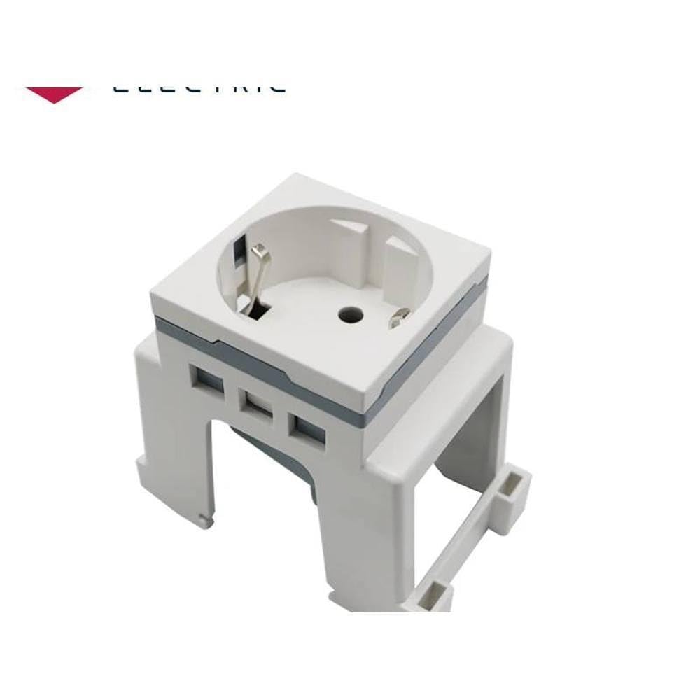 1pc DIY Europe EU Standard Card Din Rail Mount Power Socket 16A 250V European-Scale Digital Irregular White Modular Socket Model