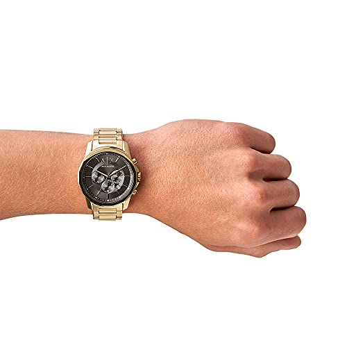 Image of Armani Exchange Silver Tone Watch for Men, Quartz Chronograph Movement and 44mm Case Size with Stainless Steel Strap