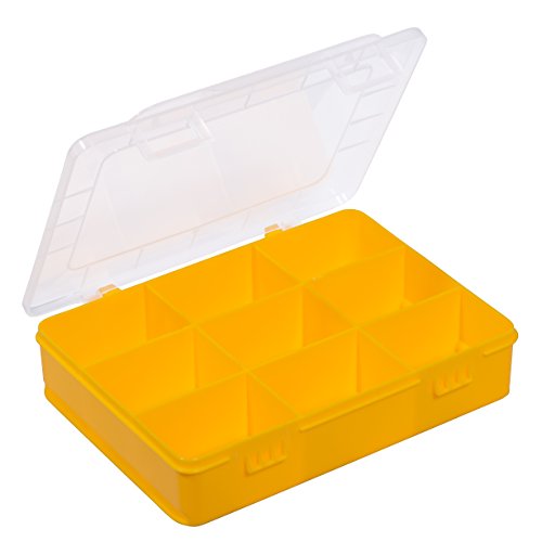 Allit EuroPlus Basic 18/9, Gelber Sortimentskasten mit 9 Fächern, PP, Stabiler Schnappverschluss
