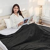 BRILLIO Electric Heated Blanket 72'x84' Full Size Flannel & Sherpa - 4 Heat Settings & 10H Auto Shut Off for Safe Overnight Use, Fast Heating, Machine Washable for Bed, Couch, Office - Dark Gray