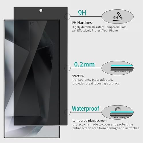 Image of Privacy / Anti-Spy Military-Grade Gorilla Tempered Glass Screen Protector Compatible for Samsung Galaxy S24 Ultra 5G with Edge to Edge Coverage and Easy Self Installation kit (Samsung Galaxy S24 Ultra 5G)