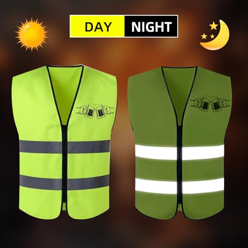 Scinzene Lustige Warnweste „Hallo I Bims Euer Tagesvollster“ Eine Brille anbieten – Reflektierend für Festivals Malle JGA Bierpartys Karneval – Perfektes Festival Outfit für Männergruppen Events