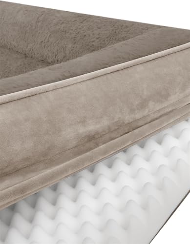 normani Ergonomisches Hundebett für große, mittlere und kleine Hunde - Ortopädisches Hundekissen - Hundecouch mit hohem Rand Farbe Beige Größe 60 cm x 80 cm x 16 cm