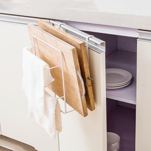 Estante de pared de doble capa de hierro blanco para tablas y paños 7