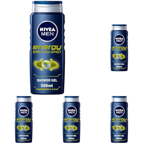 Nivea Men Duschgel, Energie, 3-in-1, 500 ml (Packung mit 5)