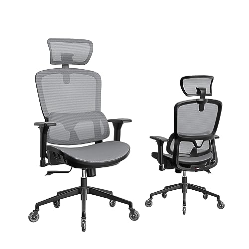 Resiova Office Chair Ergonomic Computer Chair,High Back Mesh Chairs,Computer Chair With Lumbar Support And Retractable Armrests,Swivel Mesh Office Chair For Home Office And Study,Grey #TOP2