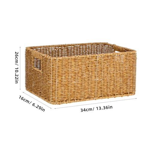 Panier de rangement structure en fer haut de gamme imitation rotin durable