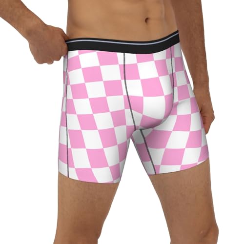 White Checkered Race Men's Boxer Briefs, Mens Trunks Underwear Wicking-Breathable Underpants4