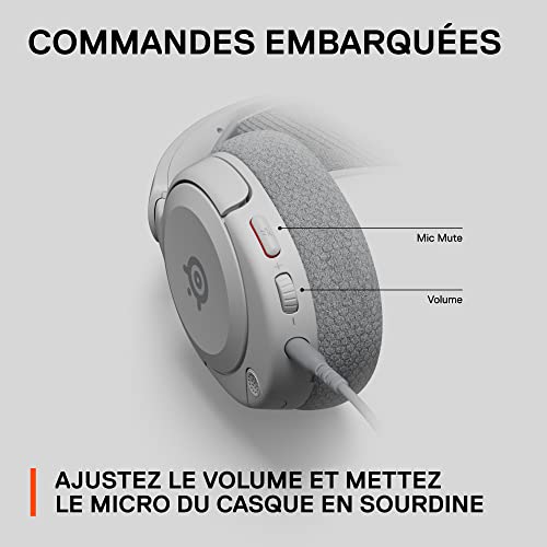 SteelSeries Arctis Nova 1P - Casque PS5 - Casque Gaming - Son Spatial à 360° - Coussinets d’Oreille en Mousse à Mémoire de forme- Microphone antibruit - également pour PC, PS4, Switch, Xbox - Blanc