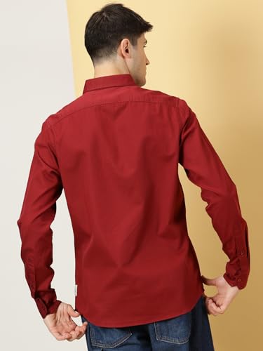 Image of Thomas Scott Men's Cricket Club Collection Classic Regular Fit Twill Shirt | 100% Cotton Long Sleeve Solid Shirt with Button Down Collar (Available in Plus Size)