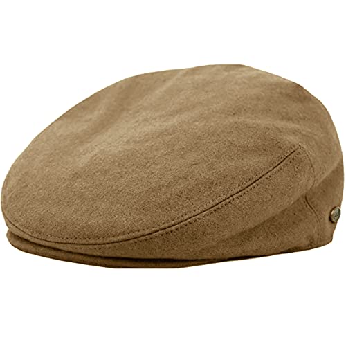 Men's 100% Wool Herringbone Newsboy Hat - Classic Flat IVY Style, Premium Tweed Cap