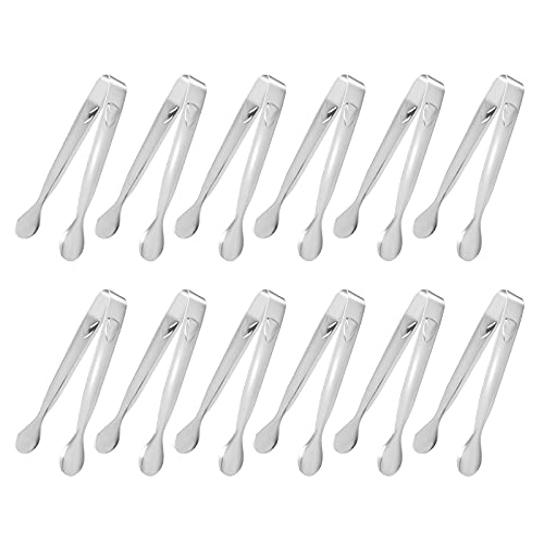 MENGON 12 Stück Edelstahl Zuckerzange Set Eiszange Zangen Candybar Salat Eiswürfelzange Süßigkeiten Zange Gebäck Servierzange Küchenzange für Candy Spaghetti in Hochzeit Party Bar Büfett Grill Cover