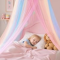 Huiguli Rainbow Bed Canopy, Round Dome Girls Bedroom Accessories, Kids Princess Bed Curtains and Mosquito Nets, Dreamy Bed Canopy for Girls