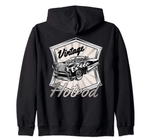 Custom Car Enthusiasts, Retro Hotrod, Mens Vintage Hot Rod Zip Hoodie