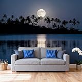Generico Carta Da Parati Autoadesiva Rimovibile Con Motivo Luna E Lago, Ideale Per Camera Da Letto, Soggiorno, Divano E Sfondo Tv. Dimensioni: 160 Cm (Altezza) X 250 Cm (Larghezza).
