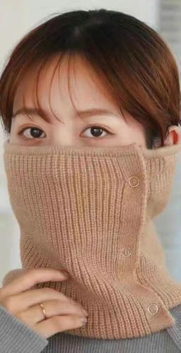Winter Neck Warmer for Women Knitted Face Mask Bandana Neck Gaiter Scarf with Buttons Warm Face Covering for Outdoor3