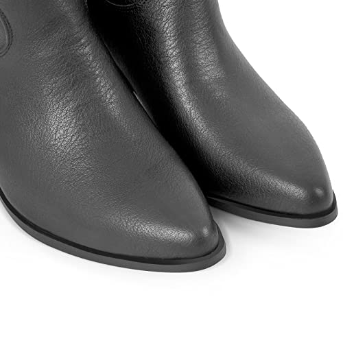 richealnini Women's Cowboy Boots Pull On Stacked Heeled Booties4