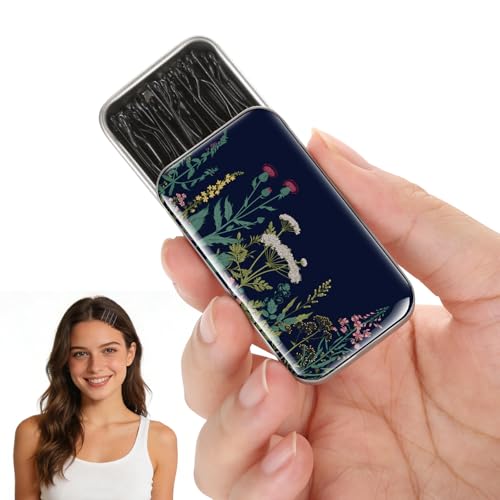 Black Bobby Pins Reusable Invisible Wave Anti-Slip Hair Clips with Storage Case for Women Girls and Children (Black -01)