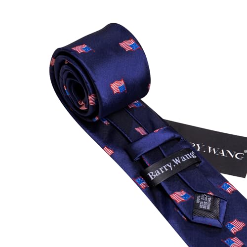 Image of Barry.Wang Fun Animal Ties for Men Designer Handkerchief Cufflink WOVEN Casual Necktie Set Festival