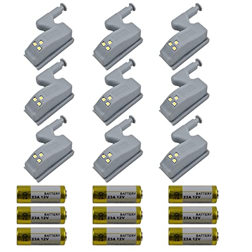 Peixiong 9 Pack Hinge LED Sensor Light -Smart Touch Induction Cabinet Light for Kitchen Cabinet Cupboard Closet Night Lights Living Room/Bedroom/Wardrobe Night Lights