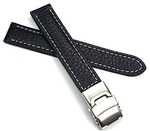 Bracelet de montre en cuir véritable Sulla bleu foncé 18 mm pour sublimer vos souvenirs