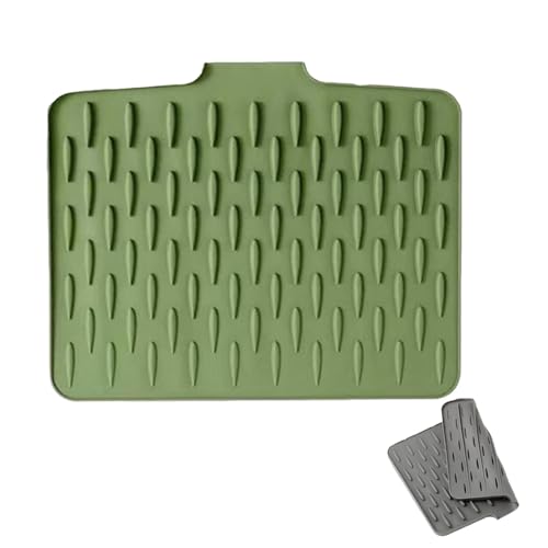 Wanishauber - Alfombrilla de silicona para escurrir, impermeable, con sistema de canales y antideslizante, resistente al calor y antideslizante para un secado sin goteo (verde, L: 36 x 28 cm)