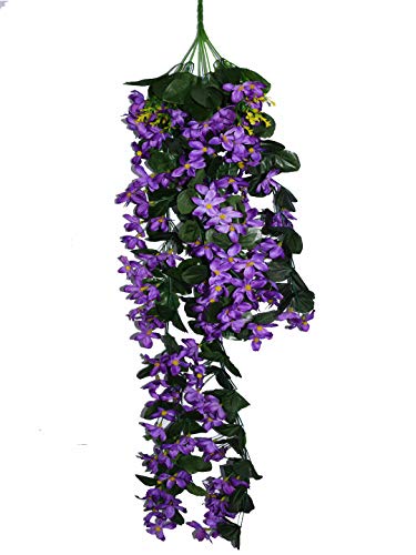 Image of Fourwalls Artificial Plastic and Polyester Orchid Floral Bale (100 cm Tall, Green /Purple)