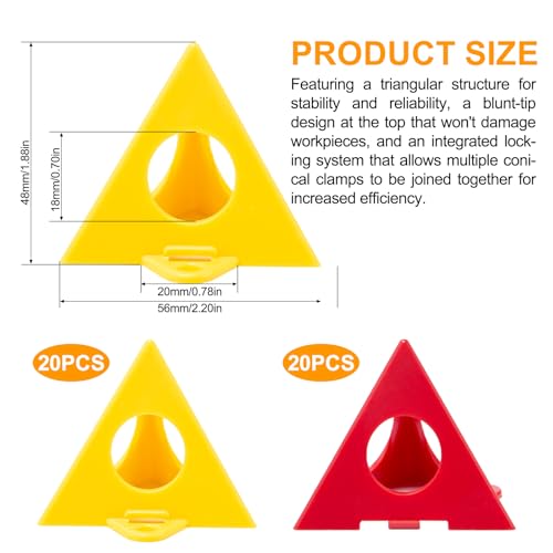 Sixfolo Maler Pyramiden 40 Stück Kunststoff Pyramidenständer Mini Kegel Malständer Dreieckige FarbstäNder für Leinwände Pyramiden Stands Set für Leinwand Schranktür Möbel,Gelb und Rot