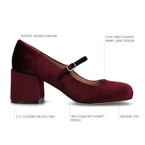Journee Collection Women's Okenna Mary Jane Pumps, Wine, 7.5 Wide2