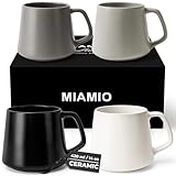 MIAMIO - Coffee Mugs Set of 4 / Large Ceramic Coffee Cups (420 ml) - Mug for Cappuccino, Tea, Espresso - Microwave and Dishwasher Safe - Luxe Collection (Classic Pastel)