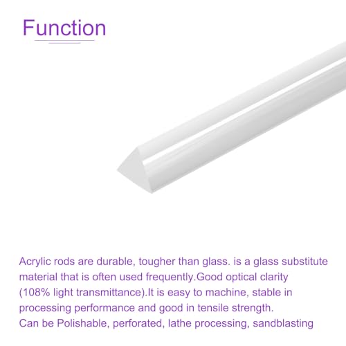 Image of DMiotech 1 Inch x 10 Inch Acrylic Triangle Rod Solid Plastic PMMA Bar Stick for DIY Crafts Clear