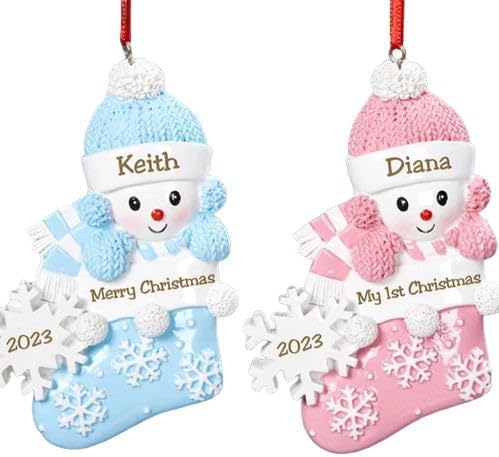 Miniatura 7 de Personalized Babys First Christmas Ornament, Exquisitely Pink Baby Carousel Ornament With Baby's Name Custom Newborn Christmas Tree Decor (Style 1)