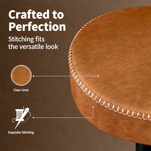 Tall-Bar-Stools-Set-of-2-Modern-Microfiber-Leather-Bar-Height-Stools-with-Round-Seat-360-Swivel-Backless-Counter-Stools-Adjustable-Barstools-for-Kitchen-Island-Pub-Brown24-33-Inch330lbs Tall Bar Stools Set of 2 Modern Microfiber Leather Bar Height Stools with Round Seat 360 Swivel Backless Counter Stools Adjustable Barstools for Kitchen Island Pub Brown24 33 Inch330lbs