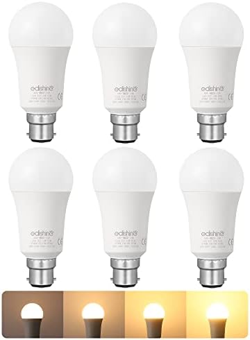 EDISHINE 6 Pack Dimmable Bayonet Light Bulbs, 14W 2700K Warm White, 1521LM