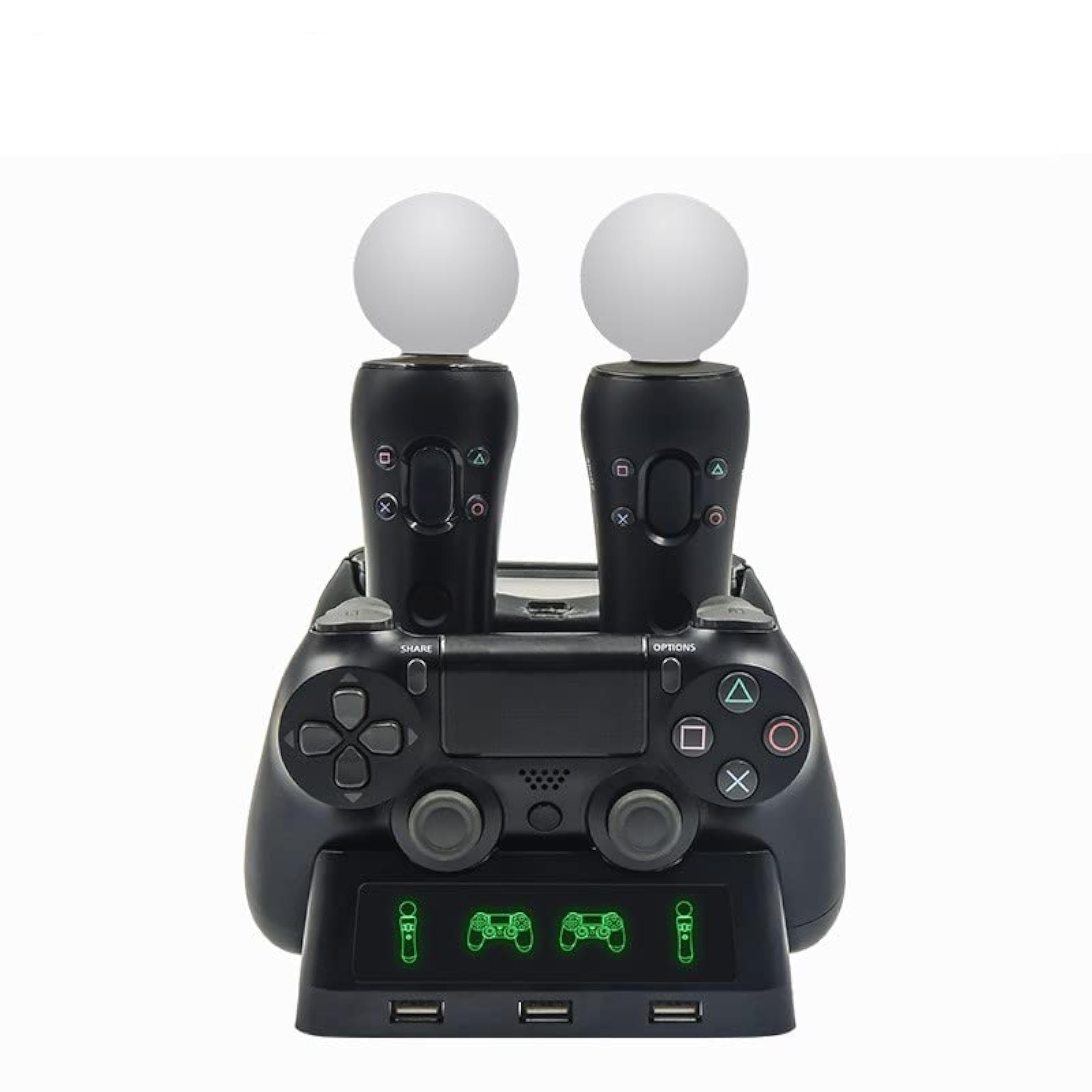 Estación de Carga de Mando para PS4 PSVR VR Move para PS Move, Estación de Carga de Mando Doble con Indicadores LED