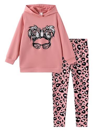 Image of PATPAT Girls 2 Piece Outfits Long Sleeve Hoodie and Leggings Clothing Set Outfits for Girls 4-12Y Fall /Winter Outfits