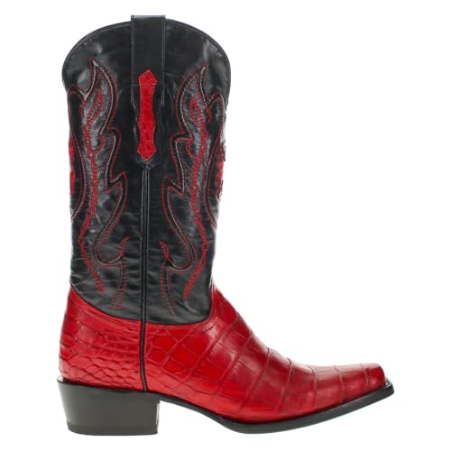 Image of Vaccari Men's Travis Genuine American Alligator Belly Leather Western Cowboy Boots