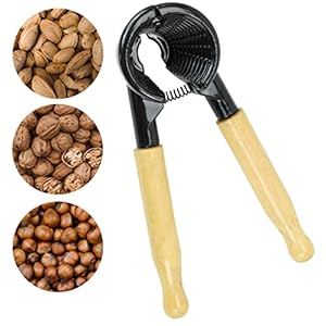 Iconikal Metal Body Wood Handle Plier Nutcracker, Black & Maple