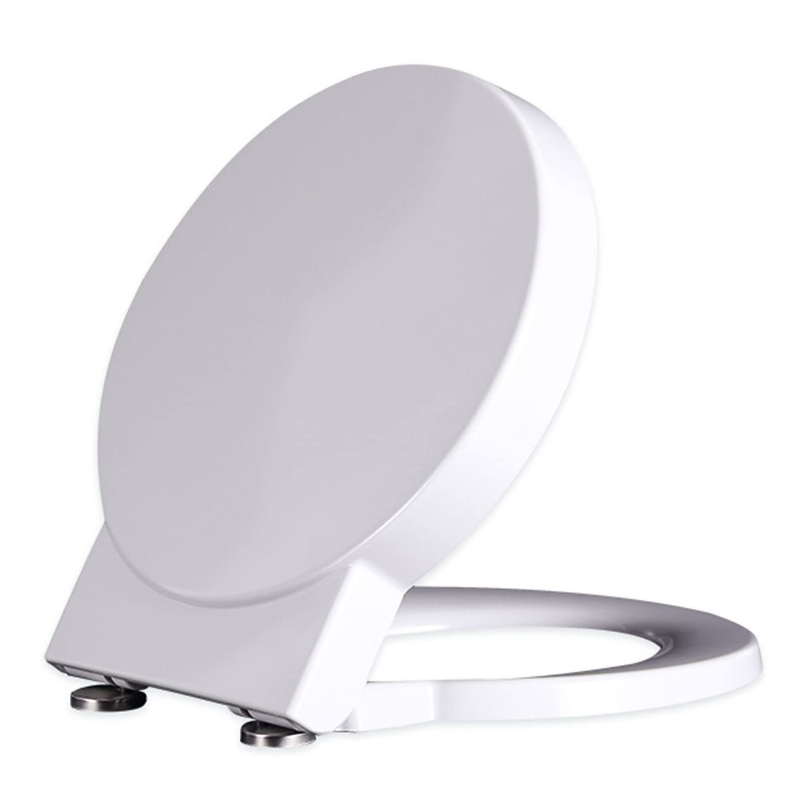 Siège de toilette rond à fermeture lente pour salle de bain blanche