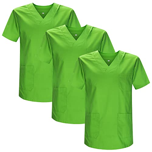 MISEMIYA - Packung 3 STK. - SANITÄRE CASACA Unisex SANITÄRE Uniformen SANITÄRE UNIFORM MEDIZINISCHE UNIFORM - Ref. 817 * 3 - Large, Apfelgrün 21