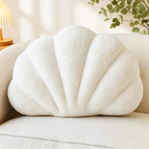 CANGHI Seashell Pillow Ivory White 13x10 Plush Throw