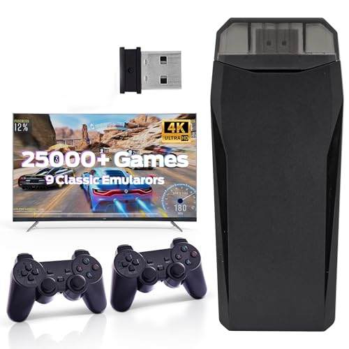 Wireless Retro Game, 25000+ Games Built-in, 4K HDMI Output, 9 Emulators, Dual 2.4GHz Wireless Game
