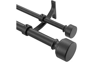 Double Curtain Rods for Windows 28 to 48 Inch, Decorative Double Window Rod