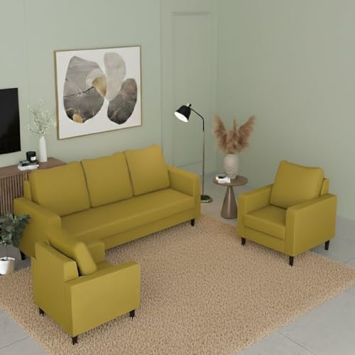 Image of The MM Furniture store Premium Fabric Sofa - Dirty Gold (3+1+1 Seater)