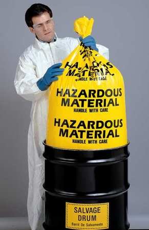 Hazardous Waste Bags, 30 gal, Yellow, PK24