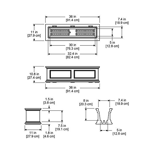Mayne Fairfield 3Ft Window Box - White - 36In L X 11In W X 11In H - Polyethylene Planter - Built-In Water Reservoir (5822-W) #TOP5