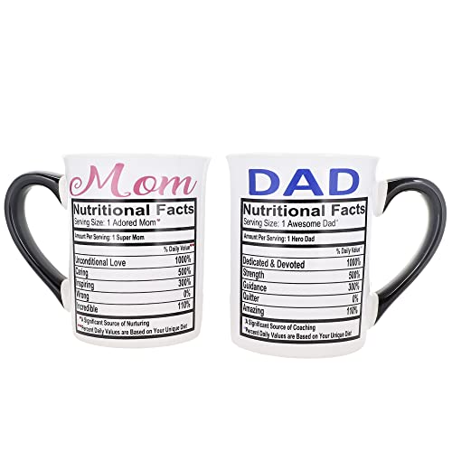 Cottage Creek Mugs Set of Two 16oz Mom and Dad Ceramic Coffee Cups