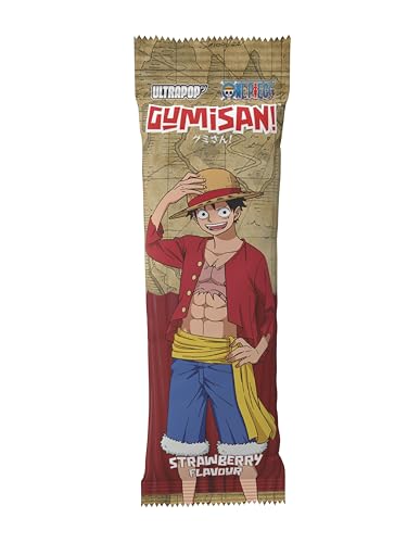 GUMISAN One Piece Luffy Fruchtgummi Bänder - Erdbeergeschmack - Offiziell lizensiert - Fruchtgummi Schnüre in Spaghetti-Form - Halal zertifiziert - 1 x 75g